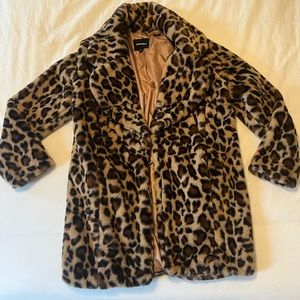 Faux fur leopard print jacket